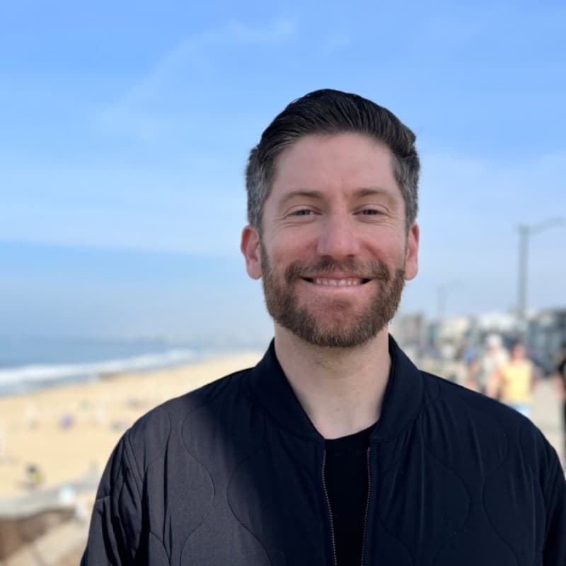 Cory, the founder of DiaperPal, on the beach boardwalk